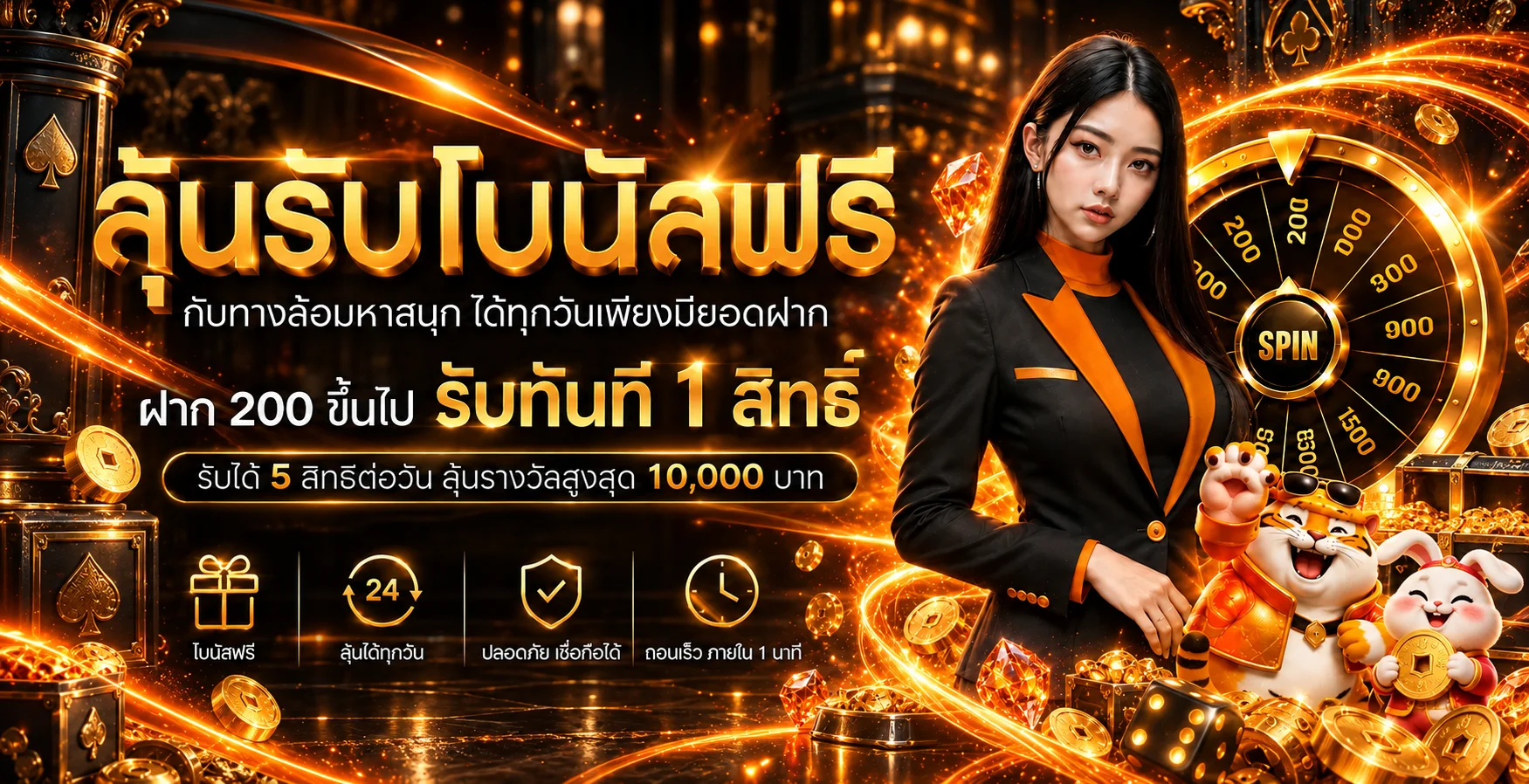 แบนเนอร์ต้อนรับสมาชิก SBOWILD8 พร้อมวงล้อรางวัล